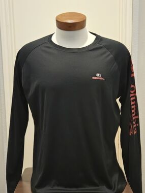 Columbia Men's Black, Georgia, Long-Sleeve Swim Rash Guard with Red Logo, XXL